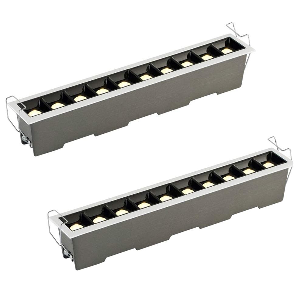 USMJQVZ Luz Lineal empotrada LED, 10 focos empotrables LED Rejilla antirreflejos, iluminación empotrada CRI90, 3000K, 4000K, 6000K Temperatura de Color Seleccionable, Negro, Blanco 2 Paquetes
