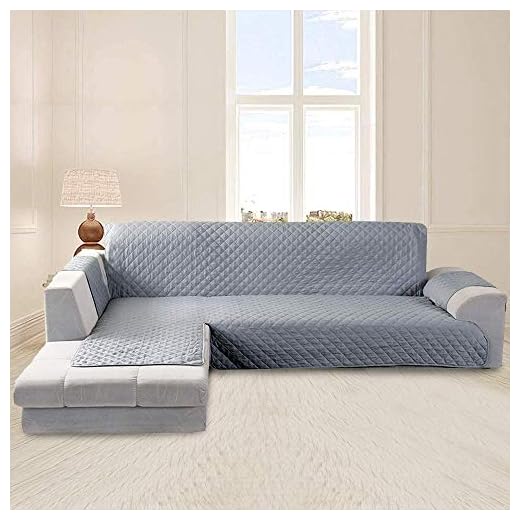 Funda Cubre para Sofá,Funda de Sofá Península Reversible Impermeable，Diseño de Doble Cara, con Chaise Longue Acolchada en Esquina, en Forma de L para Sofás Acolchado Brazo(Gris, 200CM)