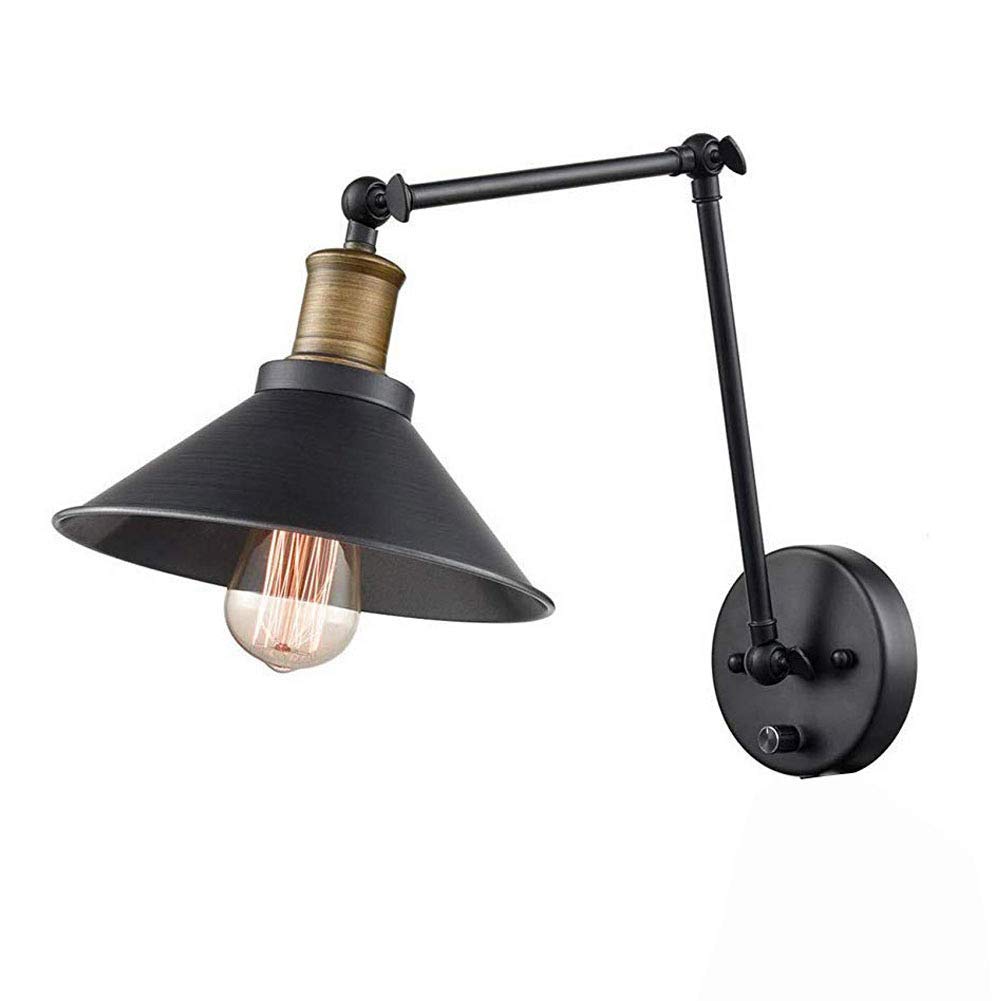 Xg B Lack Telescopic Wall Lamp Ackground Wall Lamp Corridor Lamp Edroom Edside Lamp Decorative Wall Lamp, E27 Lamp Holder, Suitable For Houses, Ars, Restaurants, Cafes, Industrial Style