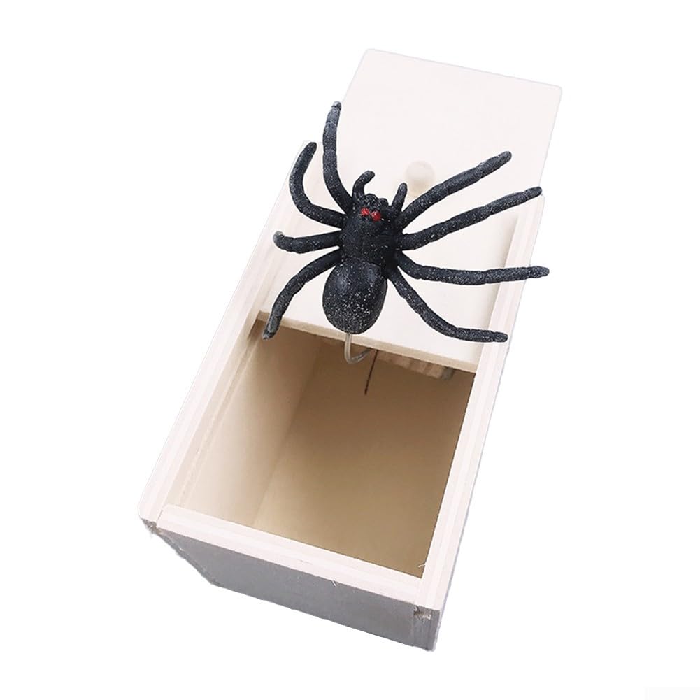 Spider Scare Prank Box,Handmade Fun Joke Scarebox Toy, Hilarious Wooden Scare Box,Practical Toy Prank for Kids Adults