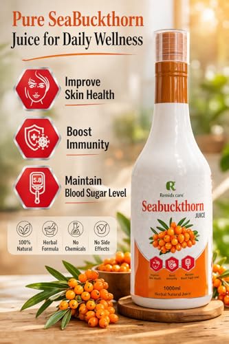 Image of Himalayan Sea Buckthorn Berry Pulp Concentrate 1000ml | Natural Vitamin C, Omega 3 6 7 9 & Antioxidants | Supports Immunity, Skin Glow, Gut Health & Maintain Blood Sugar| Pure Ayurvedic Seabuckthorn Juice| Health Drink for Men & Women