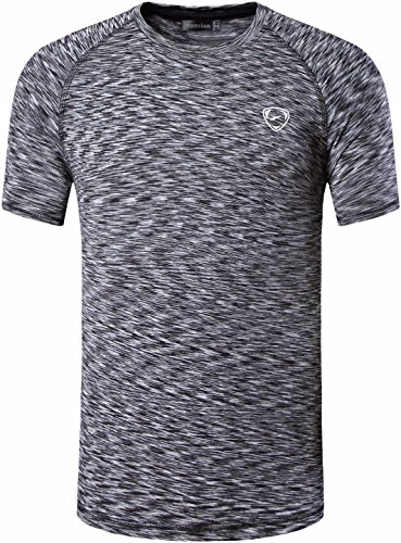 jeansian Hombres Deportes Wicking Quick Dry Respirable Corriente Training TeeT-Shirt Sport Slim Tops U020 Black XL