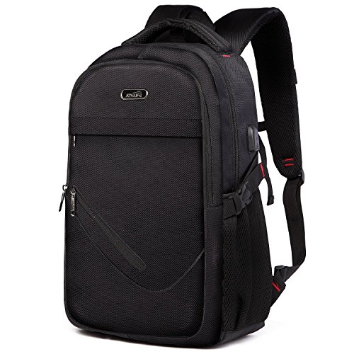 TOPNICE Laptop Backpack for Men,Small College Backpack with Laptop Pocket USB Charging Port,Water Resistant Bookbag Pack Fits Up to 15.6 Inch Laptop Black