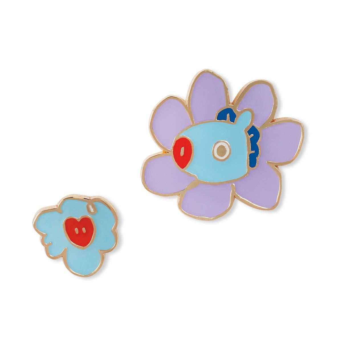 BT21 Flower Collection MANG Character Cute Enamel Lapel Pins Brooch Badge for Backpacks