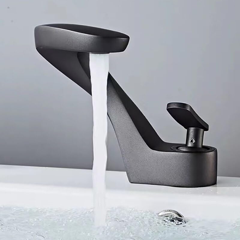 Mitigeur d'évier créatif serpent noir mat robinet de lavabo haut de gamme sur pont