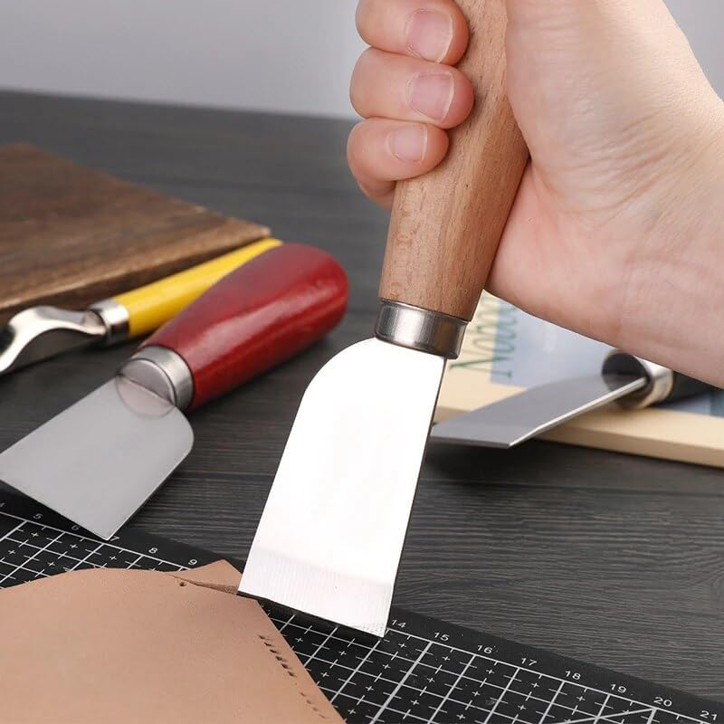 LMDZ 5pcs Professional Leather Cutting Knife Tracer Tracing Wheel Ruler Sewing Tools Leather Craft Handwork DIY Tool Accessories - (Color: type 1)