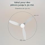 Cecotec Ventilateur de Plafond avec Lumière LED Energysilence Aero 5600 Classic White. 40W, Moteur DC, Diamètre 132 cm, 3 Pales, LED 18W, Minuteur, 6 Vitesses, Télécommande, Fonction Été/Hiver - 3