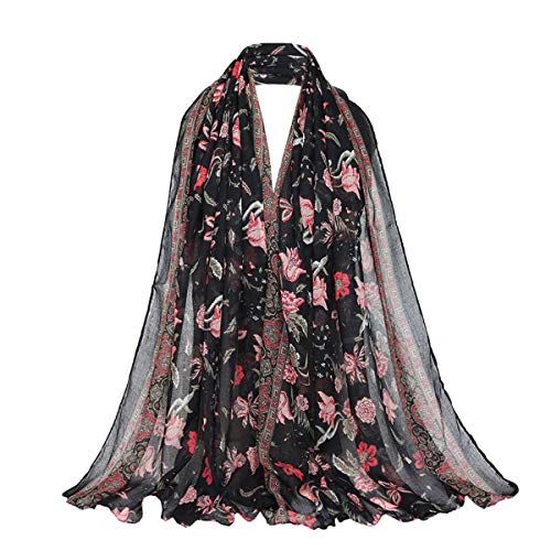 Kingree Women's Stole, Autumn Winter Scarf, Warm Muffler Neckerchief for Women and Girls (LB36-Black)