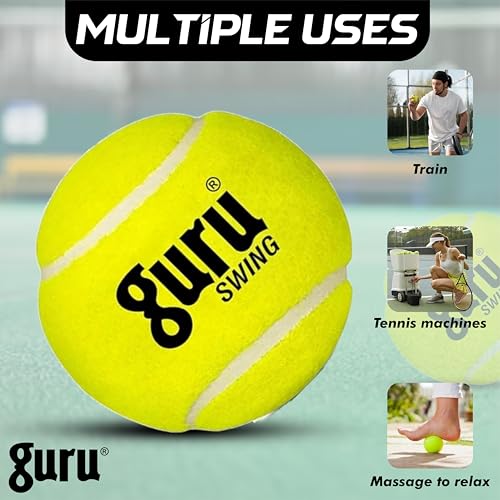 Image of GURU Lawn Tennis Ball, Light Weight Swing Cricket Ball (Yellow, 58g, Pack of 3)