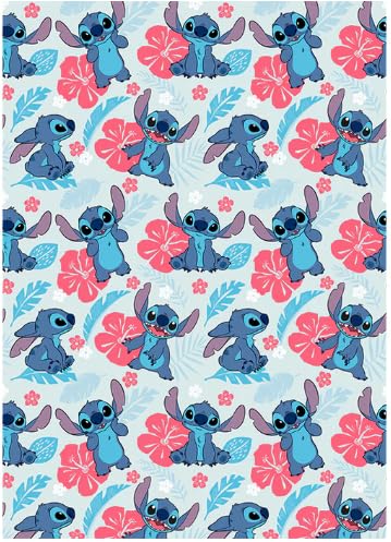 Disney Lilo & Stitch Flannel Throw Blanket Pink Floral Stitch 40x50 Inch