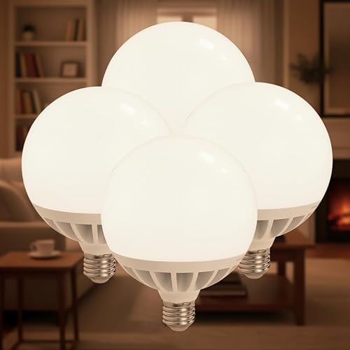 LED ATOMANT Pack 4x Bombilla LED E27 G120 Potentisima 25W. Color Blanco Neutro (4500K). Globo de 2450 Lumenes. 330 Grados Apertura.