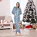 Poeticcity Couples Matching 1 PC Pajama, Unisex Soft Fleece Zip Up Hooded Pjs Jumpsuit Sleepwear Playsuit Lounge-wear(XXL) Colorful Mermaid Tail Scales Ocean Wave Blue Green Teal purple
