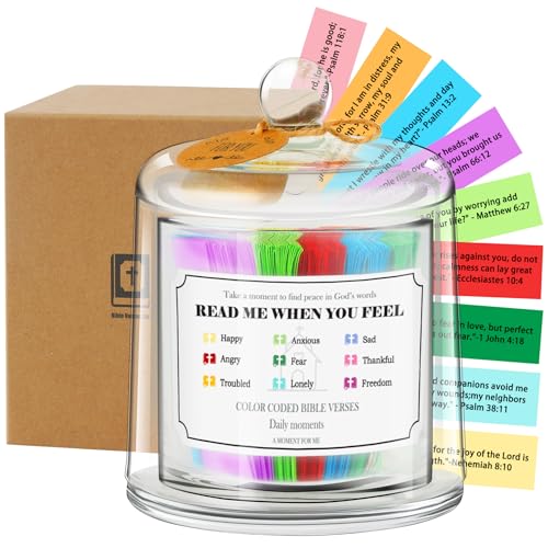 Bible Verse Jar, Christian Gifts for Women Faith, 200 Color Coded Bible Verses in A Jar, Religious Scripture Gifts for Mom Grandma, Birthday Thank You Appreciation Retirement Gift for Wife Sister Her