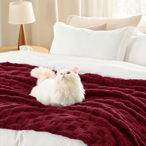 Bedsure GentleSoft King Size Blanket for Bed - Super Soft Cozy Blankets for Women Men Girls, Large Fuzzy Fleece Throw for Bedroom Decor, Red,108x90 Inches