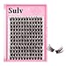 SULV Lash S01# Color Black/Light Brown/Dark Brown D Curl 144pcs 8mm-20mm to Choose Lashes Clusters Eyelashes Extensions Lash Clusters Diy Eyelash Individual Wispy (WS-Black Brown-8mm)
