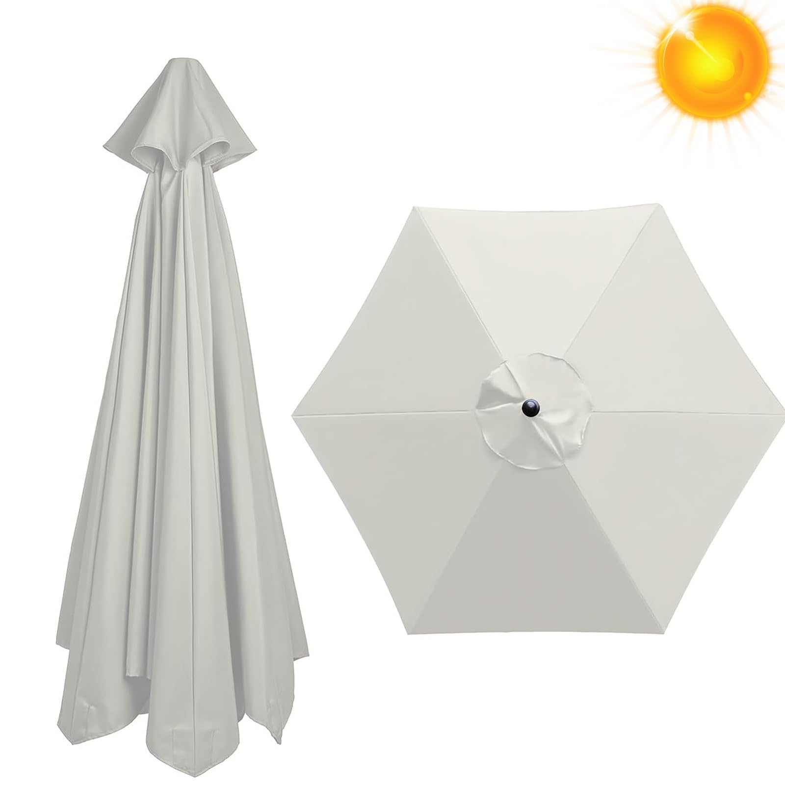 Replacement Parasol Fabric Cover, Polyester Umbrella Replacement Cloth,Anti-ultraviolet,Waterproof,Umbrella Replacement Canopy For 6/8 Ribs Umbrella Frame,Optional Diameter 200/270/300cm(Color:Beige,S