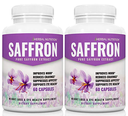 Saffron Extract 88.5mg 2 Pack 60 Capsules per Bottle 100% Pure Saffron Extract All-Natural Mood Enhancer Feel Great and Lose...