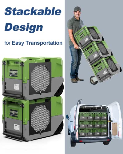 Image of ALORAIR 264 PPD Commercial Dehumidifier with Pump, Industrial Dehumidifier with Pump Up to 3,000 Sq.Ft, Compact, Portable, for Water Damage Restoration, Basement, Crawl Space, Green