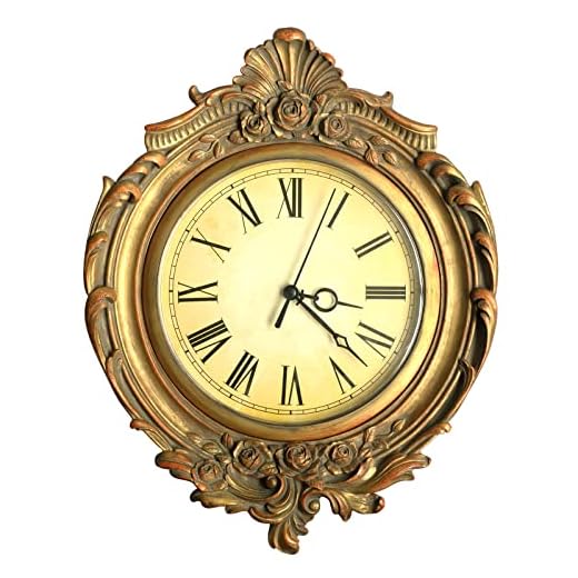 AELS Vintage Wall Clock, European Style Decorative Retro Wall Clock, Battery Operated for Living Room Bedroom Office Décor,Golden