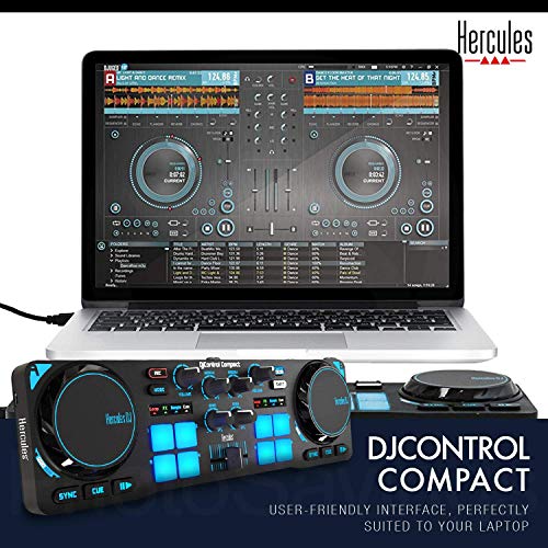 Hercules DJControl Compact Controller for Serato DJ Software w/Headphones + Basic Accessory Bundle