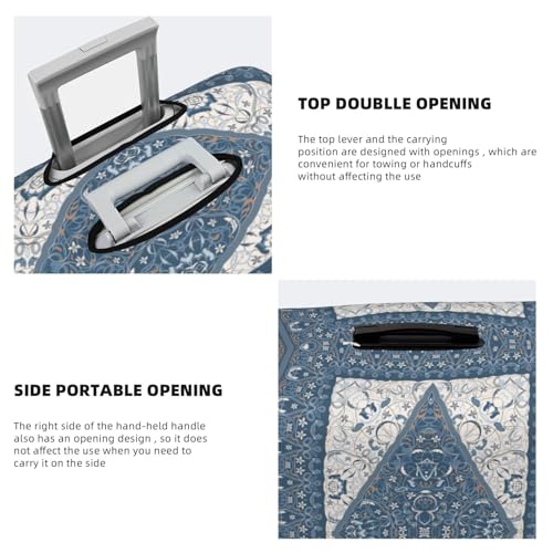 Travel Luggage Cover Protector - Vintage Persian Colored Blue Washable Suitcase Covers For 18-32 Inch Luggage3