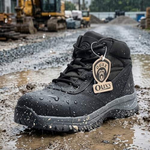 Image of Men's 5 inch Waterproof Steel Toe Work Boots, Side Zip Safety Shoes OX2518 | Insulated, Puncture Resistant
