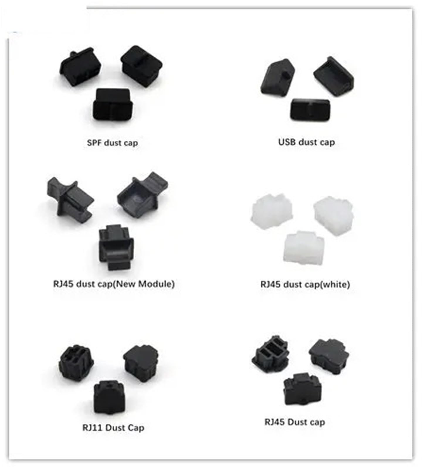 100 Stück RJ11 RJ45 SFP USB Staubkappe | Schwarz-weiße Staubschutzhülle(RJ45 dust cap)