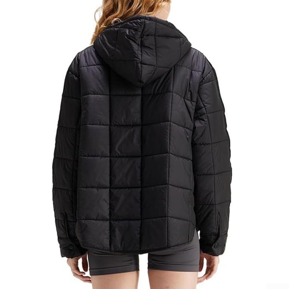 Cappotto da donna con cappuccio e cerniera a maniche lunghe, vestibilità ampia, in poliestere, per l'uso in più stagioni e varie occasioni (L bianco)