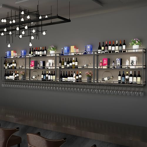 Étagère à vin murale gain de place en métal noir pour désencombrer la cuisine
