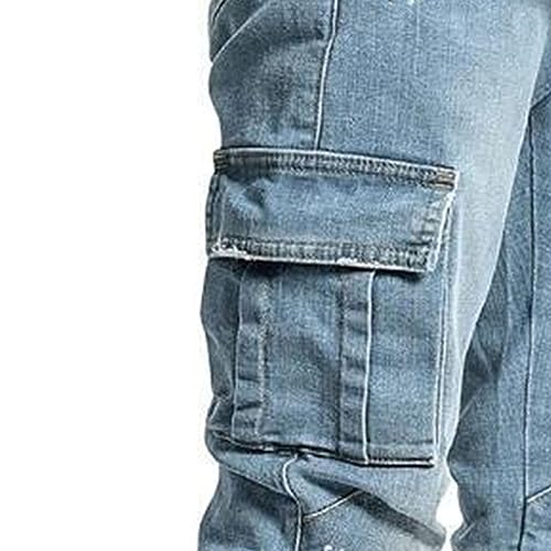 JEsilunmaMY Slim Fit Side Pockets Jeans for Men Stretch Skinny Denim Pencil Pants Distressed Casual Straight Leg Jean Pants4