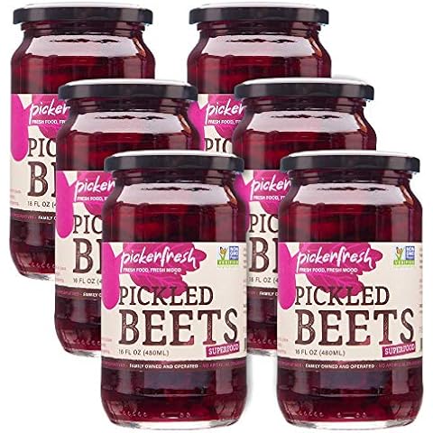 Pickerfresh Pickled Beets | Crinkle Cut Sliced Beetroot | Simple Natural Ingredients | Non-GMO, No Artificial Color & No Preservatives | 16 oz (6 Pack) Cover