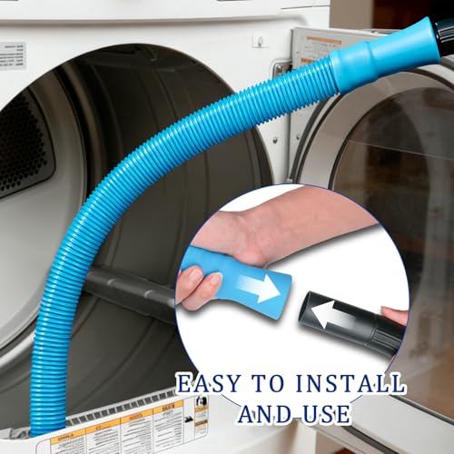 Image of Dryer Vent Cleaner Kit with Dryer Vacuum Hose Attachment, 4-in-1 Multi-Lint Remover Brush, Suitable for Most Vacuum Cleaners for Efficient, Safe, and Thorough Dryer Lint Cleaner Tools (Blue)