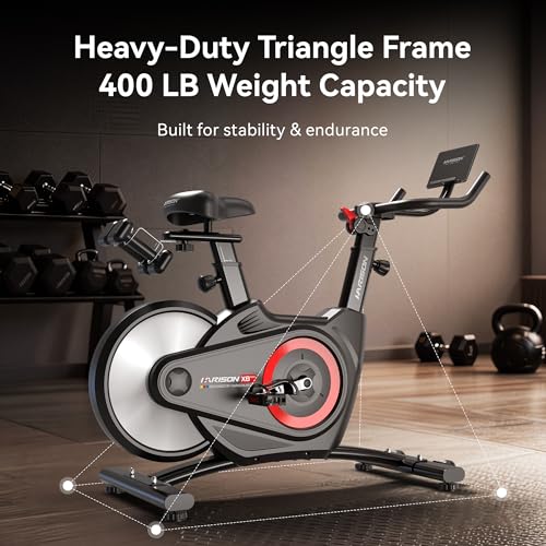 Image of HARISON Exercise Bike for Home, Rear-Flywheel Magnetic Stationary Bike, Quiet Indoor Cycling Bike with 400-LB Capacity, Heavy-Duty Steel Frame, Adjustable Seat & Handlebar, Tablet Holder