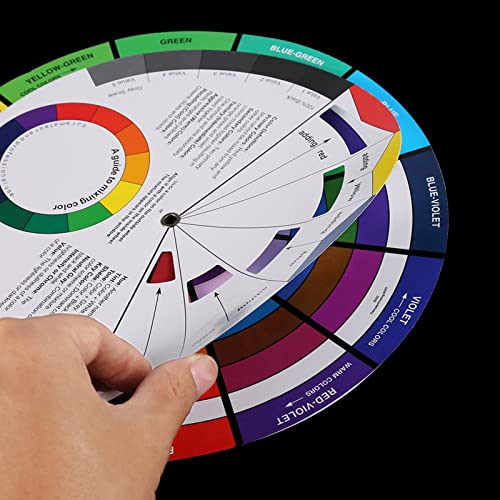 Creative Color Wheel, Mix Guide Round Tattoo Nail Pigment Color Wheel Paper Card Supplies, Paint Mixing Learning Guide Art Class Teaching Tool Color Wheels (9.25Inch) #TOP4
