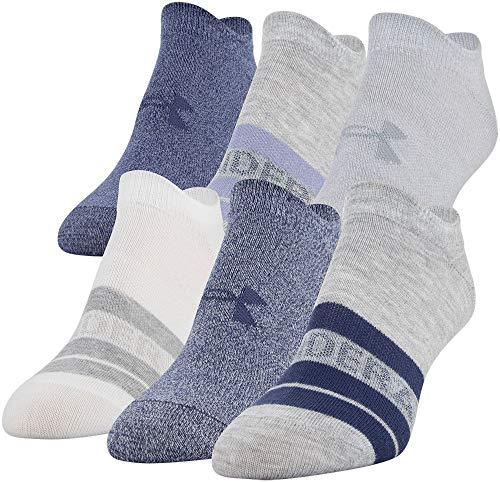 Under Armour Women's Essential 2.0 No Show Socks, 6-Pairs , Gray Heather Assorted , Shoe Size: Womens 6-9