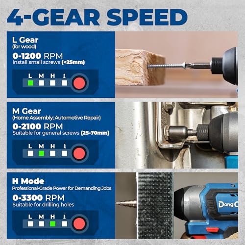 Image of Dong Cheng 20V 1 /4 inch Brushless Impact Driver, 1460 in-lbs Cordless Impact Driver, 2x 2.0Ah Batteries, 3-Speed, 4.9 inch Compact Impact Driver for Cabinetry, Deck Building & HVAC Installation