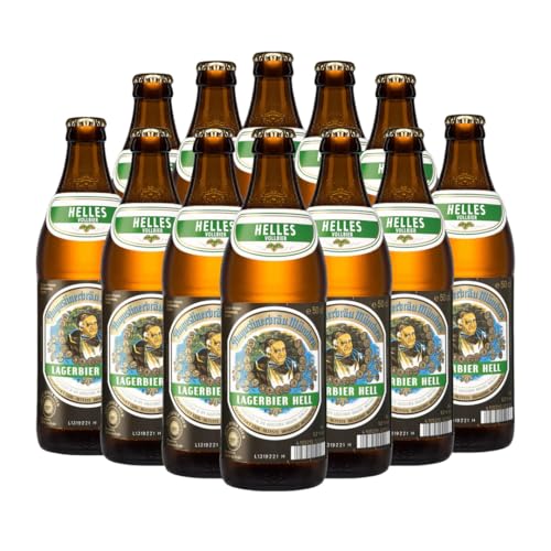 Augustiner Helles German Lager 12 x 500ml Bottles | 5.2% ABV | Authentic Bavarian Helles from Munich