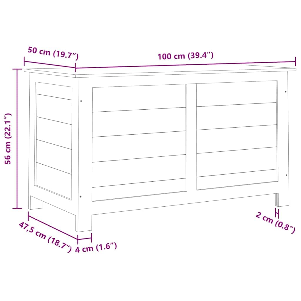 Outdoor-Kissenbox aus massivem Tannenholz 100x50x56 cm mit Stauraum und Deckel für Garten Terrasse Balkon, wetterfest und platzsparend zur Aufbewahrung von Kissen und Polstern