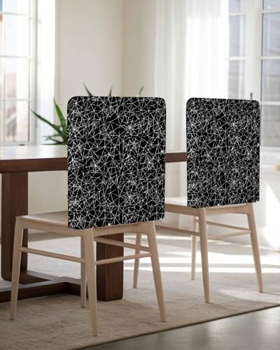 Shine-Home Halloween 4 Packs Dining Chair Back Cover, Black Vintage