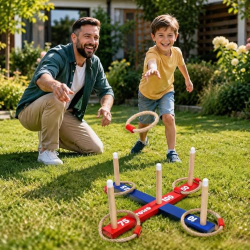 TOWO Wooden Quoits Ring Toss Game for Kids and Adults - Image 2