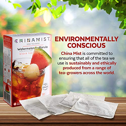 China Mist Iced Tea &ndash; Watermelon with Marula Black Tea Infusion &ndash; Refreshing and Delicious &ndash; Each Tea Bag Yields 1/2 Gallon &ndash; 4 bags.