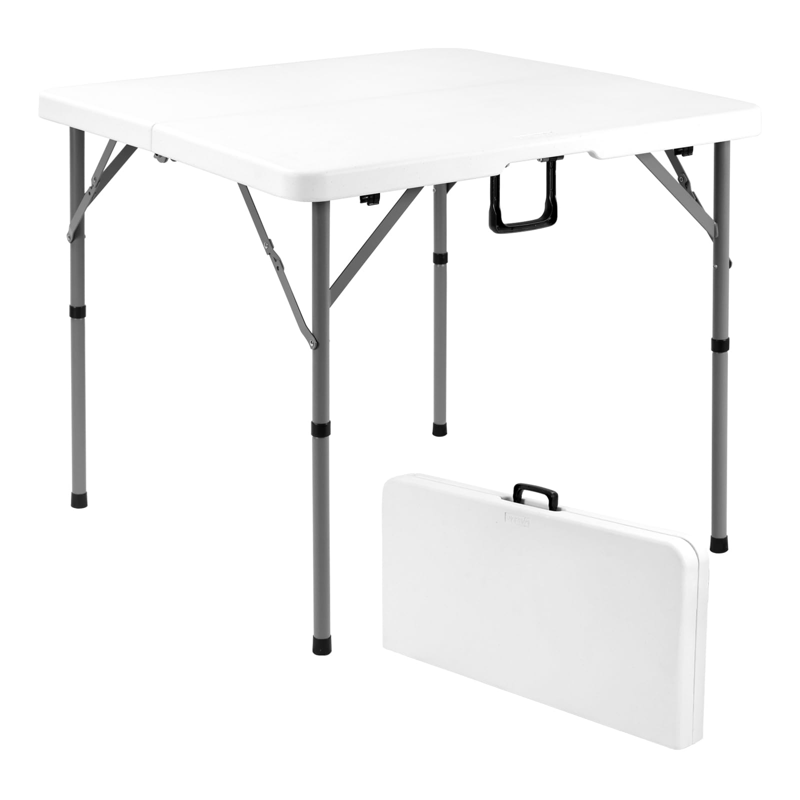 Byliable 34" Folding Square Card Table, Portable Heavy Duty HDPE Fold-in-Half Folding Table with Carrying Handle for Indoor/Outdoor Use – Ideal for