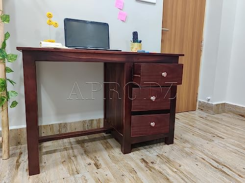 Image of APRODZ Sheesham Wood Office Desk Study Computer Table for Living Room with 3 Drawer (Rosewood - Walnut)