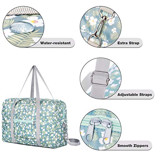 Wandf Foldable Travel Duffel Bag Luggage Sports Gym Water Resistant Nylon (A-Tropical Flower)