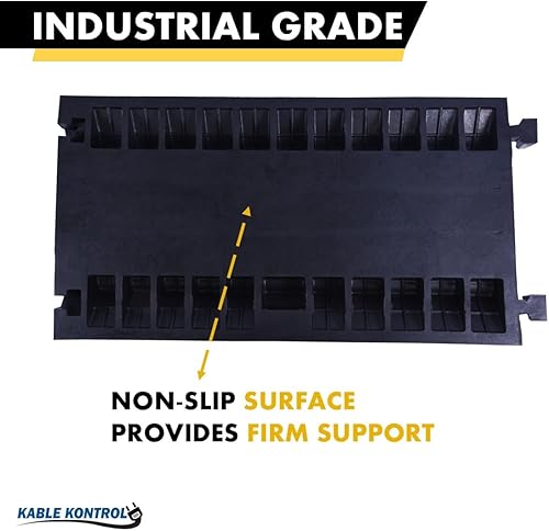 Miniatura 5 de Kable Kontrol Atlas - Rampa protectora de cable resistente, 5 canales, 1 unidad, 36 pulgadas de largo, color negro y amarillo, capacidad de 36,000