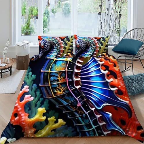 Literie dragon des mers imprimé 3D en microfibre double - 3