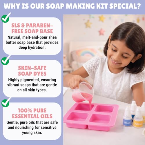 Image of Kalakaram DIY Shea Butter Soap Making Kit | STEM Project & Learning Science Kit | Educational Birthday Gift Kids, Boys & Girls Ages 8-10-12-14 | Creative Gift Idea for Young Scientists.