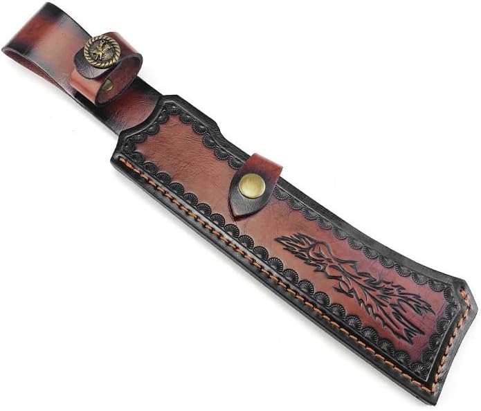 1PC Knife Sheath, 9.84inch Leather Protective Cover with Belt Loop and Snap Closure Fits for Outdoor Search and Rescue