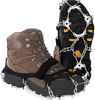 Upgraded Version of Walk Traction Ice Cleat Spikes Crampons,True Stainless Steel Spikes and Durable Silicone,Boots for Hiking On Ice & Snow Ground,Mountian.