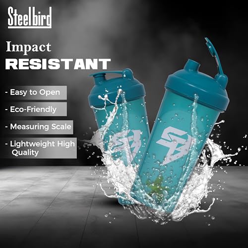 Image of Steelbird Super 700: High-Performance Gym Protein Shaker Bottle - Boost Your Workout! (Sea Green)